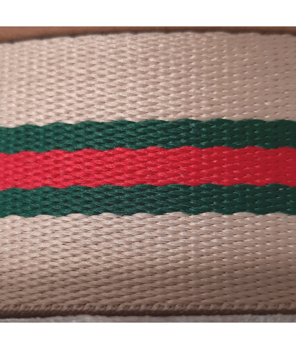 Cinta Mochila Listas Algodón Beige