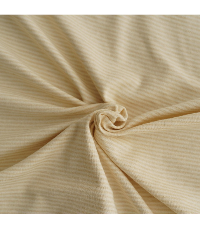 Purest Cotton Knit Stripes Ecru Brown
