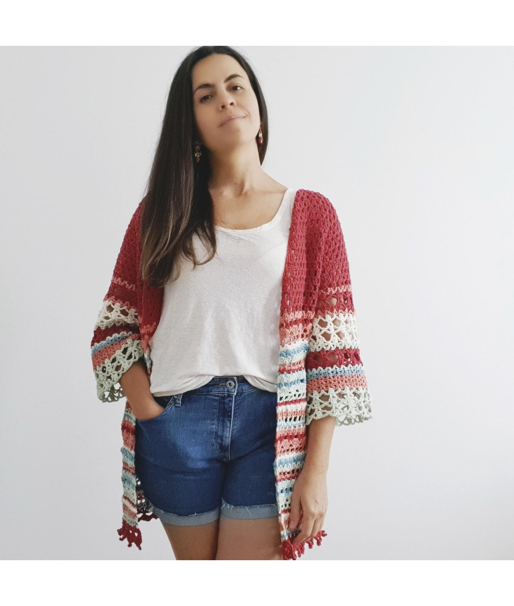Kit Kimono a crochet Coral de Ahuyama