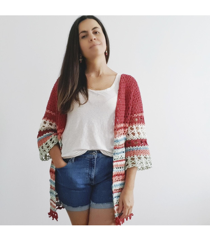 Kit Kimono a crochet Coral de Ahuyama