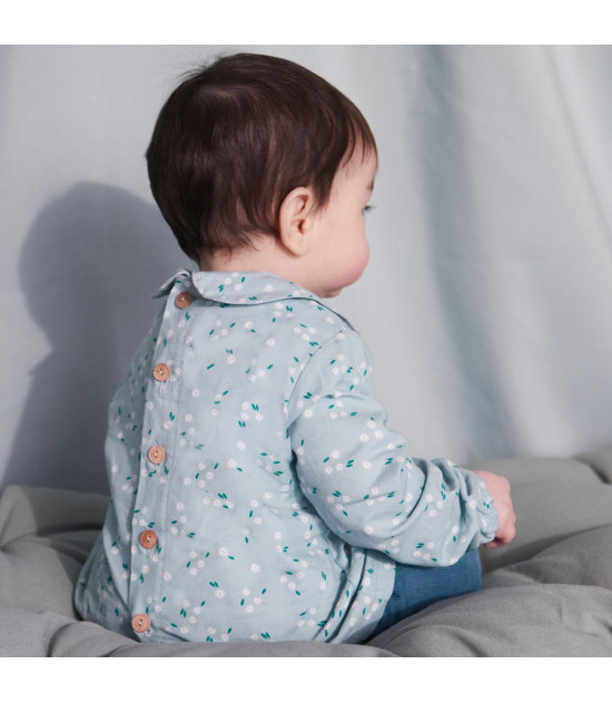 Tela Viyela Cotton Print Little Blue Flowers