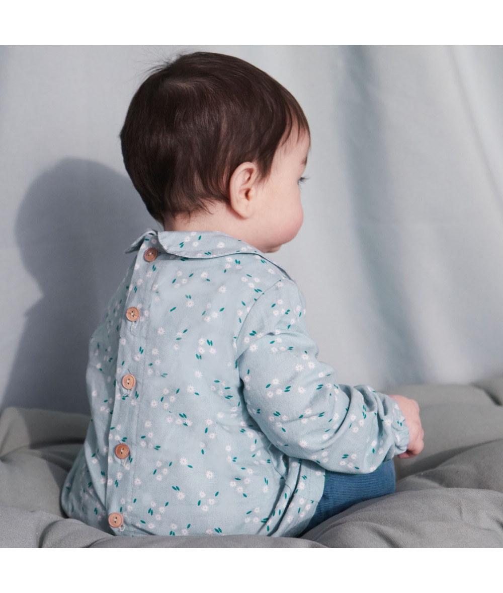 Tela Viyela Cotton Print Little Blue Flowers