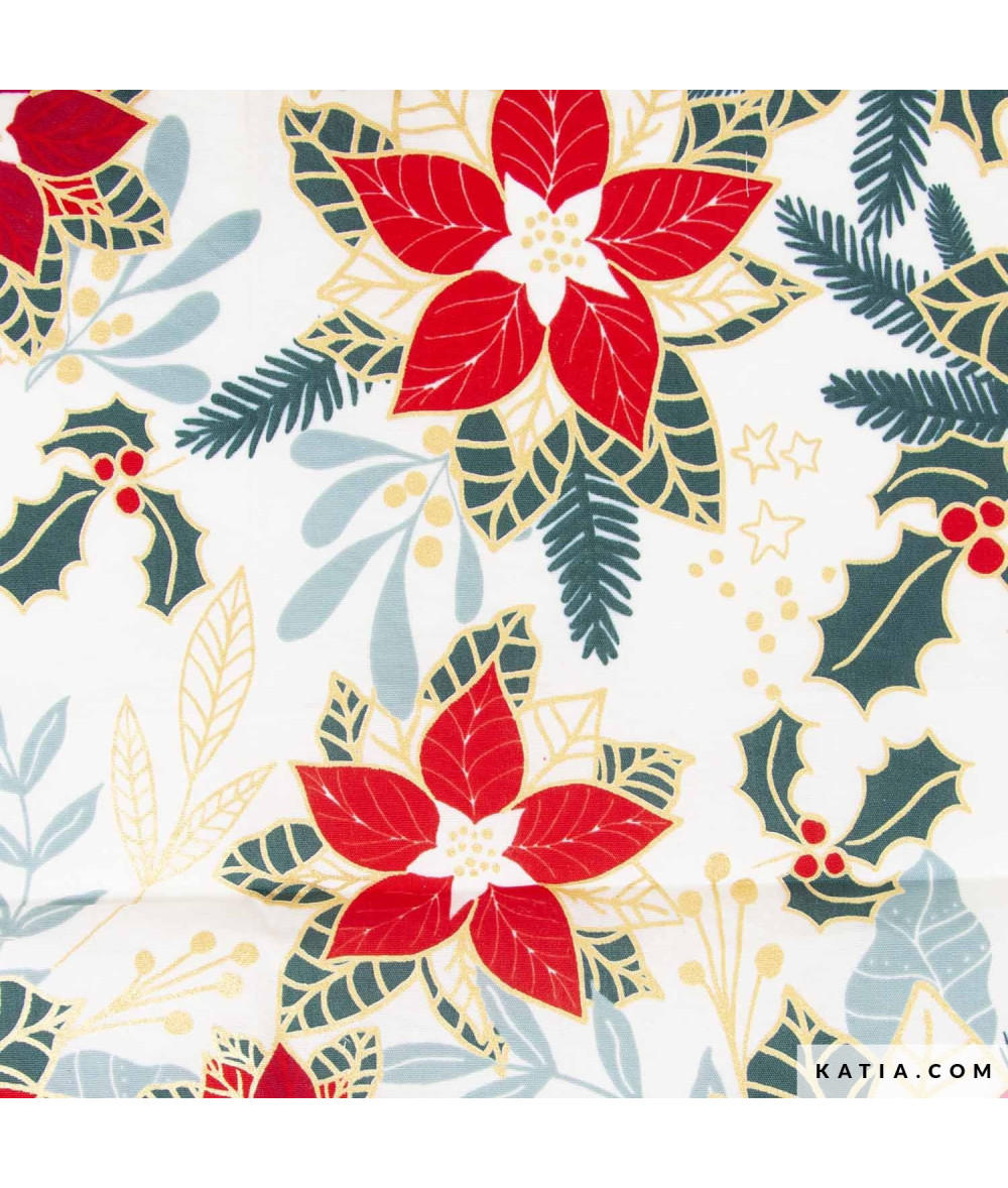 Tela Xmas Poplin Poinsettia