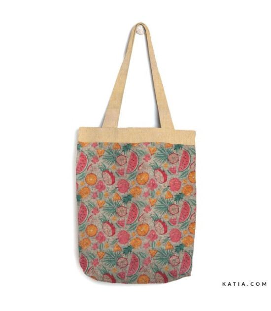 Tela Cork Gold Print Summer Fruits
