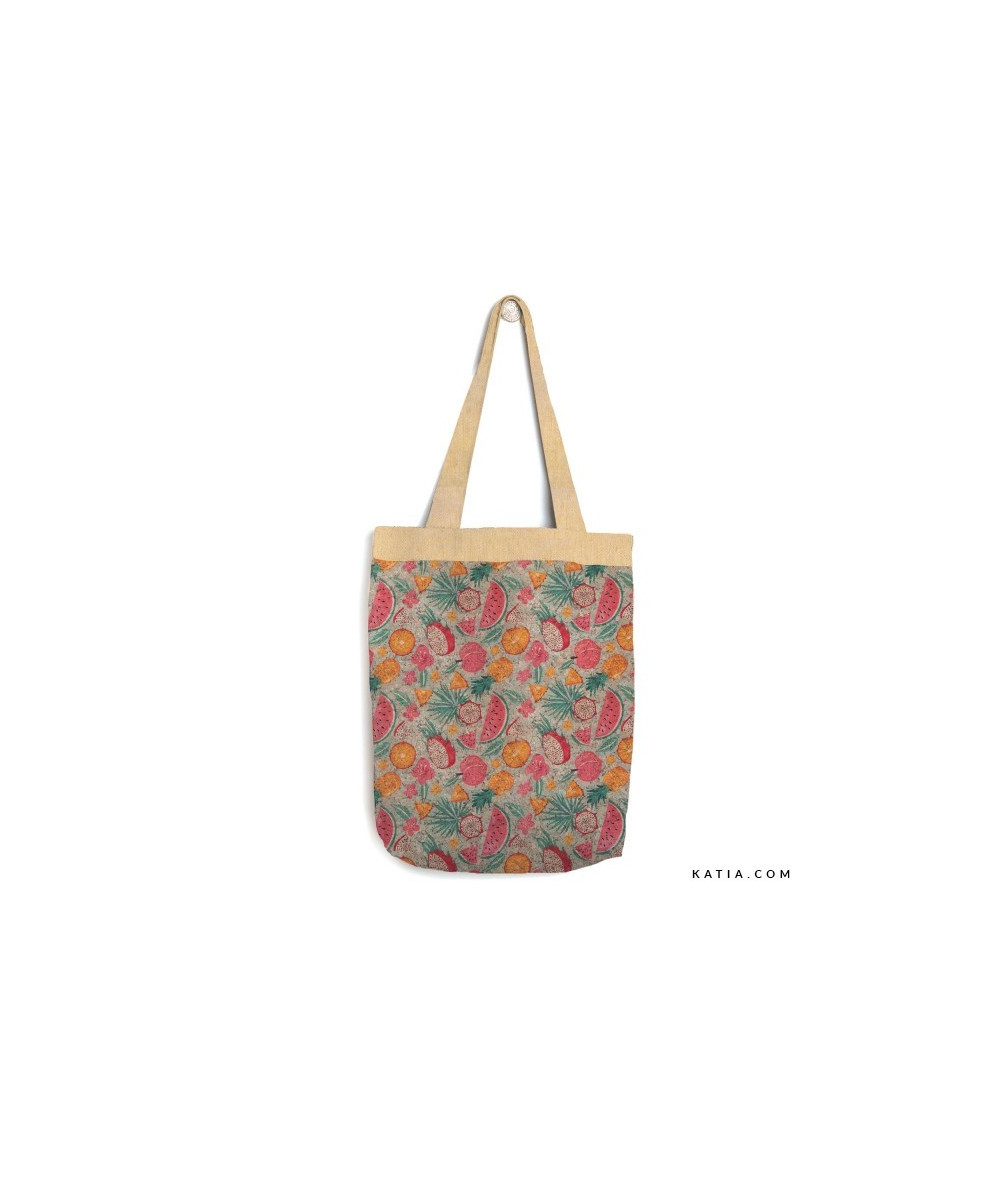 Tela Cork Gold Print Summer Fruits
