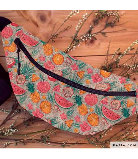 Tela Cork Gold Print Summer Fruits
