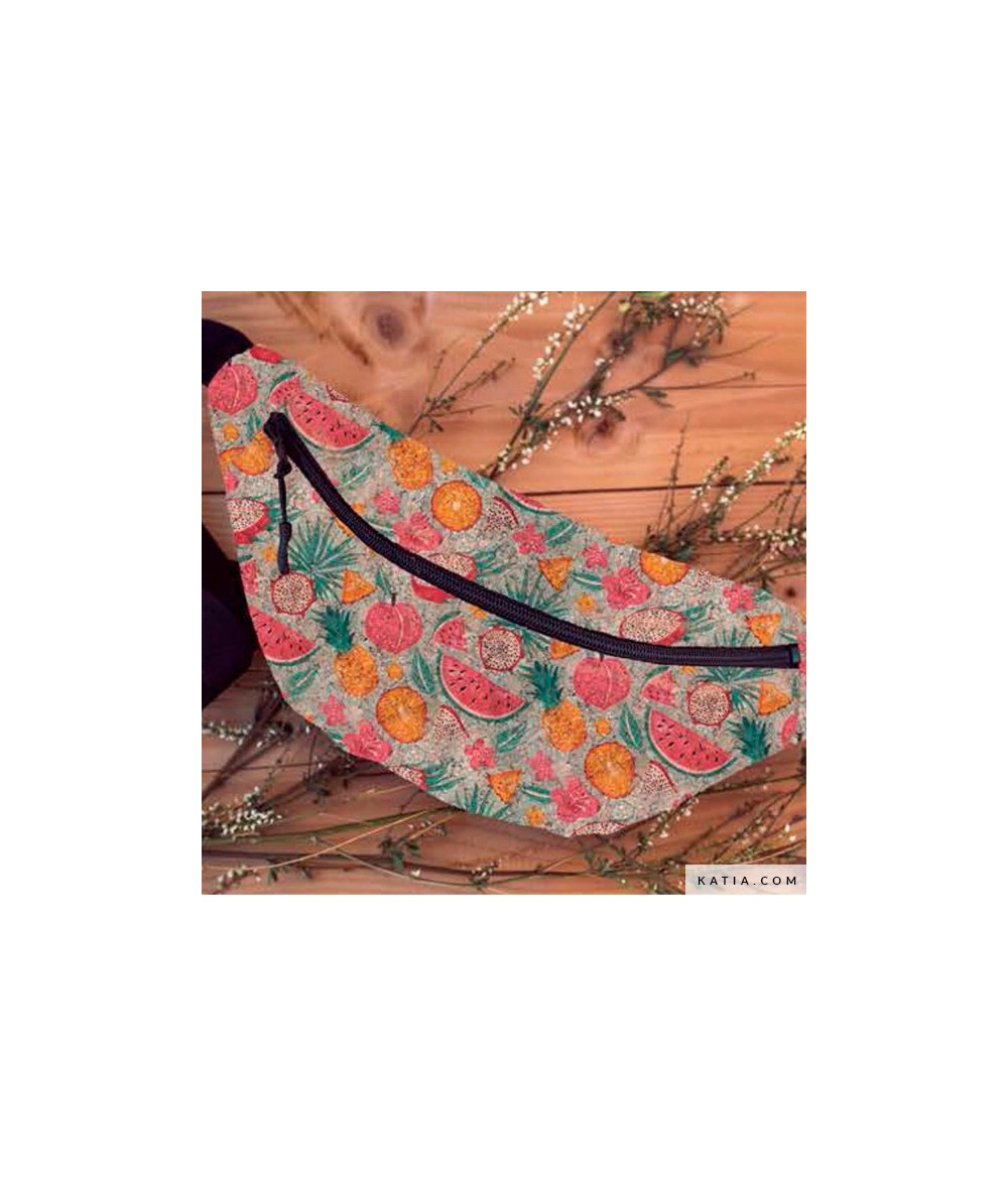 Tela Cork Gold Print Summer Fruits