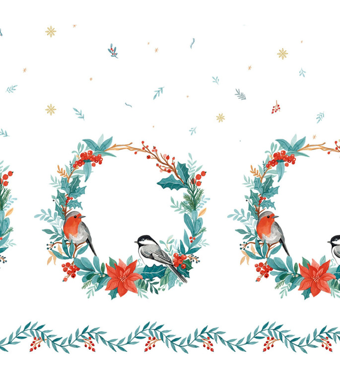 Tela Canvas Xmas Birds Placed