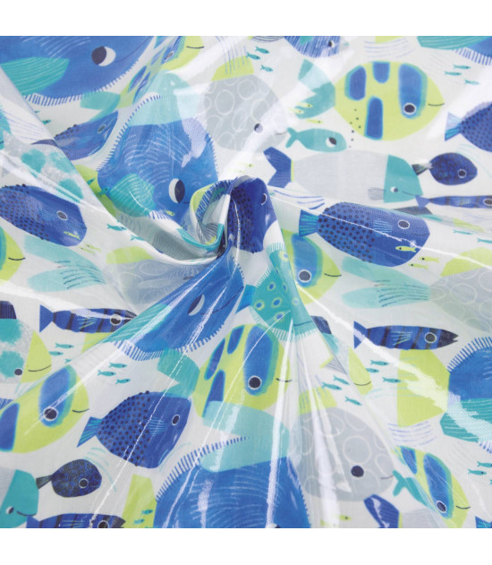 Tela plastica Cotton Laminated PU Tropical Neon Sea