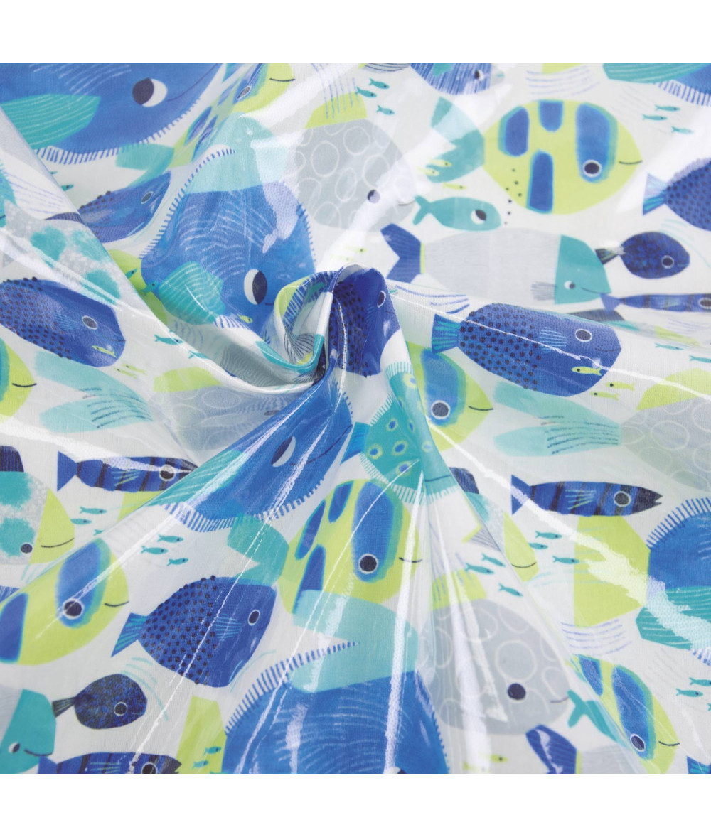 Tela plastica Cotton Laminated PU Tropical Neon Sea