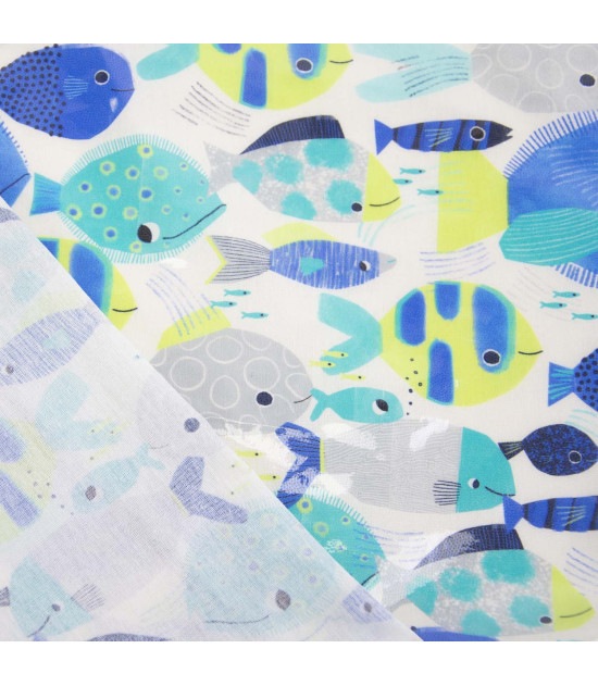 Tela plastica Cotton Laminated PU Tropical Neon Sea
