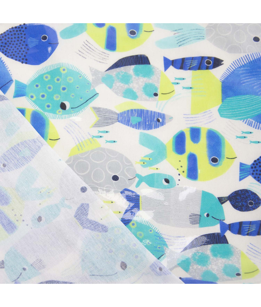 Tela plastica Cotton Laminated PU Tropical Neon Sea