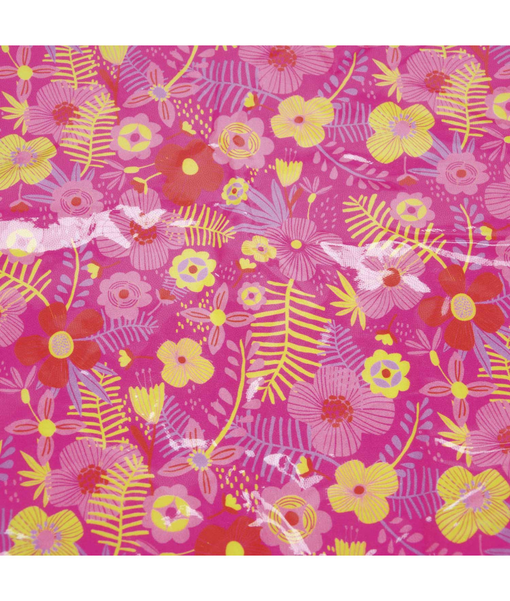 Tela plastica Cotton Laminated PU Tropical Fuchsia