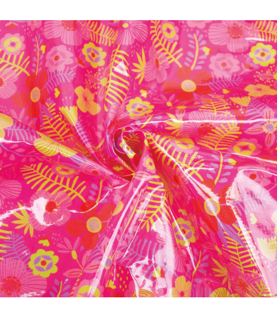 Tela plastica Cotton Laminated PU Tropical Fuchsia