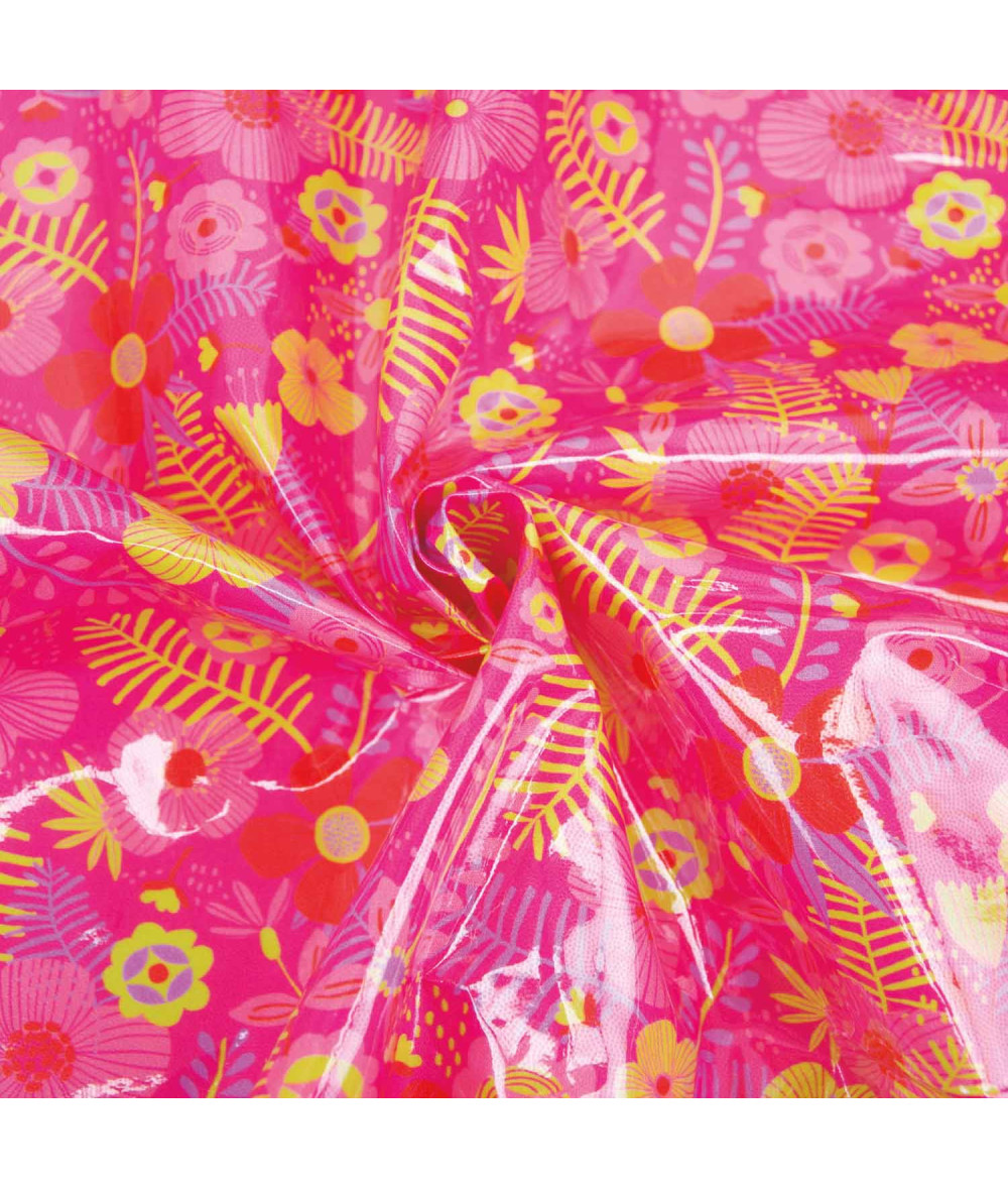 Tela plastica Cotton Laminated PU Tropical Fuchsia