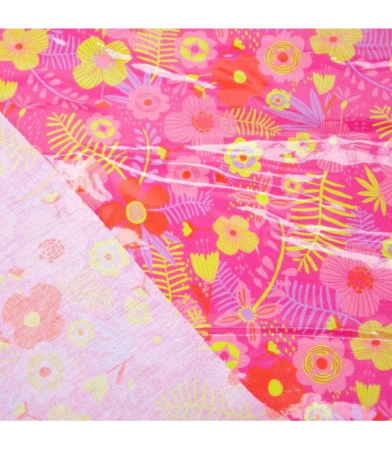 Tela plastica Cotton Laminated PU Tropical Fuchsia