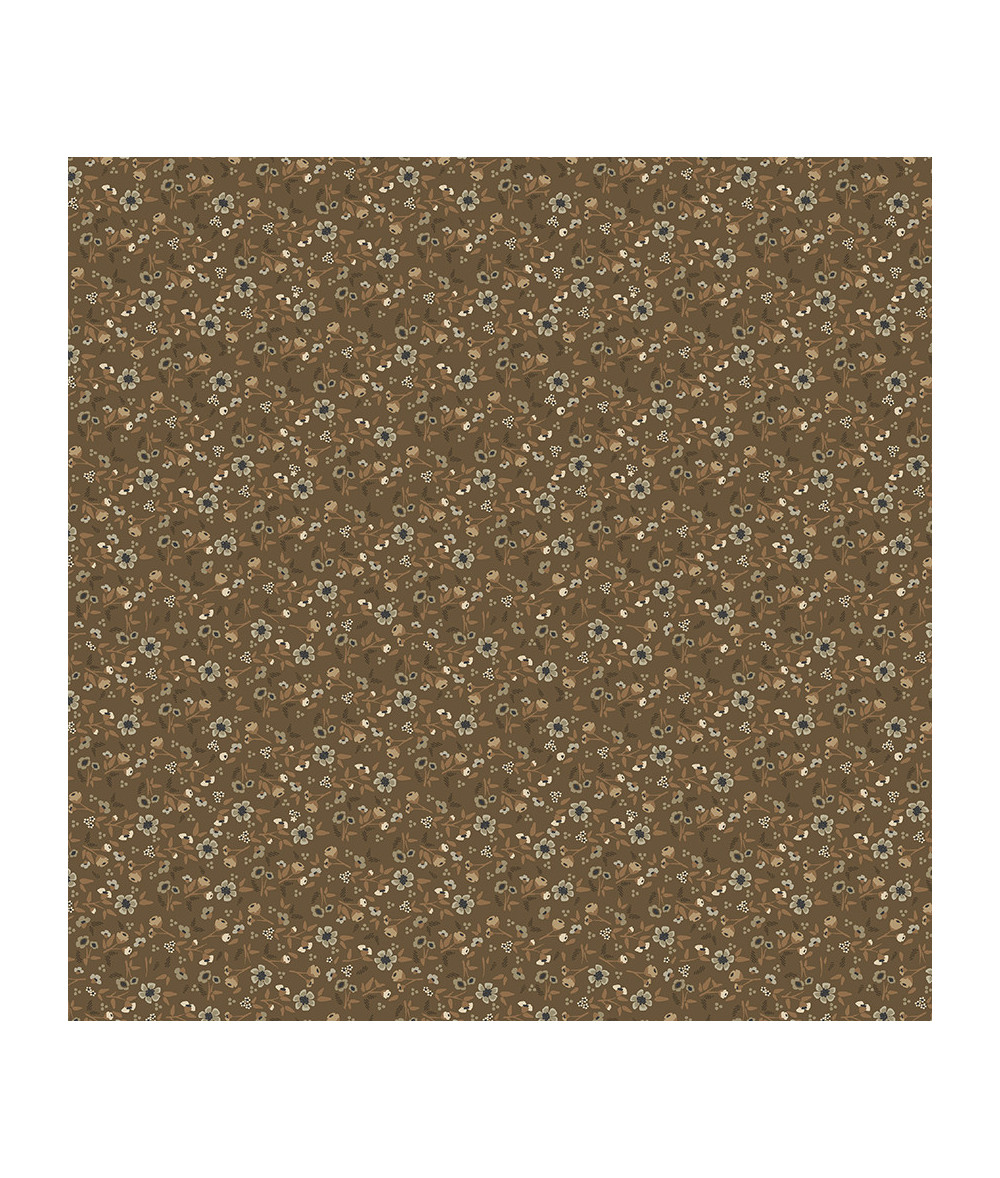 Tela colección Petite Jeanne Wild Flowers Dark Brown Cotton