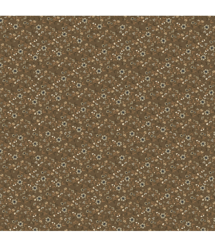 Tela colección Petite Jeanne Wild Flowers Dark Brown Cotton