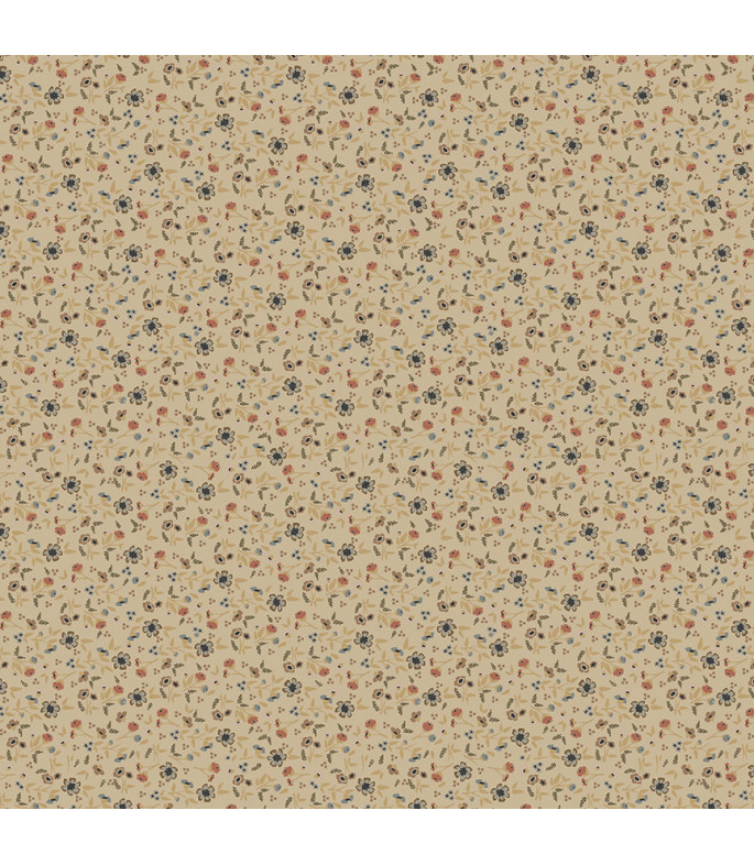 Tela colección Petite Jeanne Wild Flowers Taupe Cotton