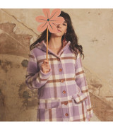 Tela franela Cuadros lilas-marrones