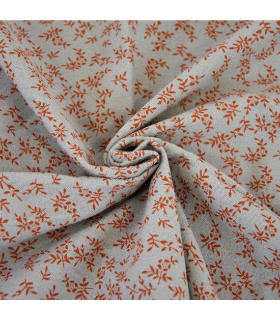 Tela franela algodón estampado de hojas