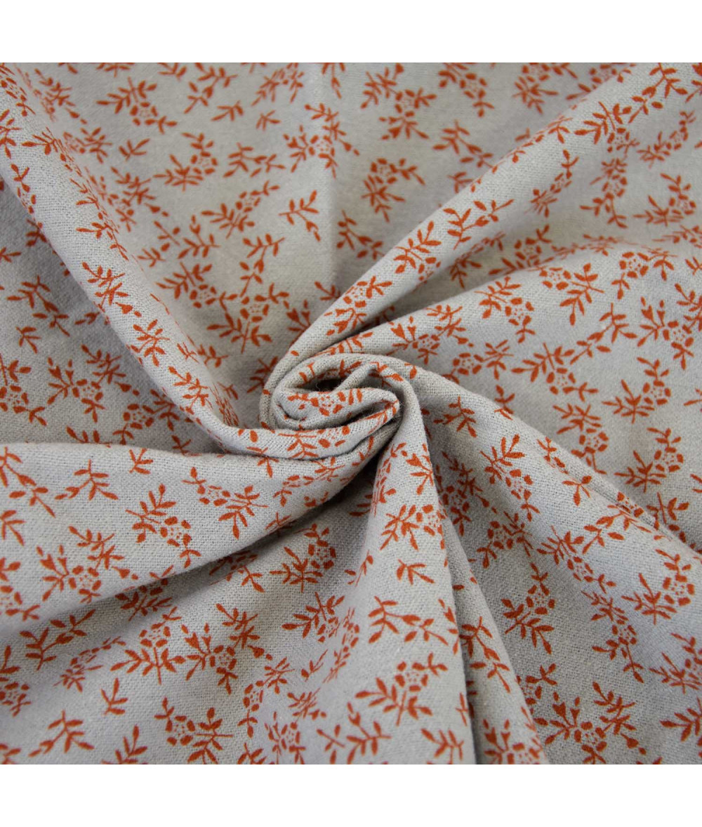 Tela franela algodón estampado de hojas