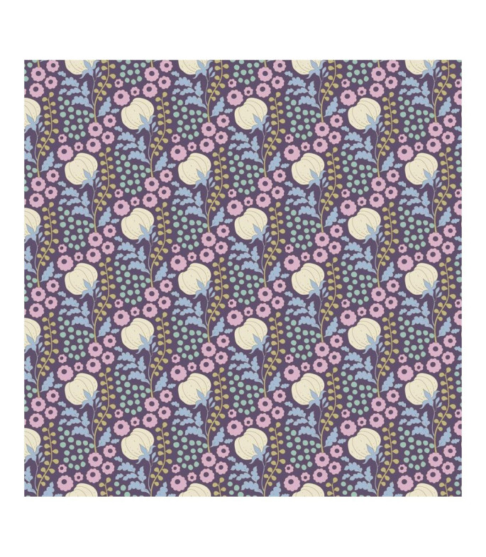 Tela tilda colección Sanctuary Cottonfield eggplant