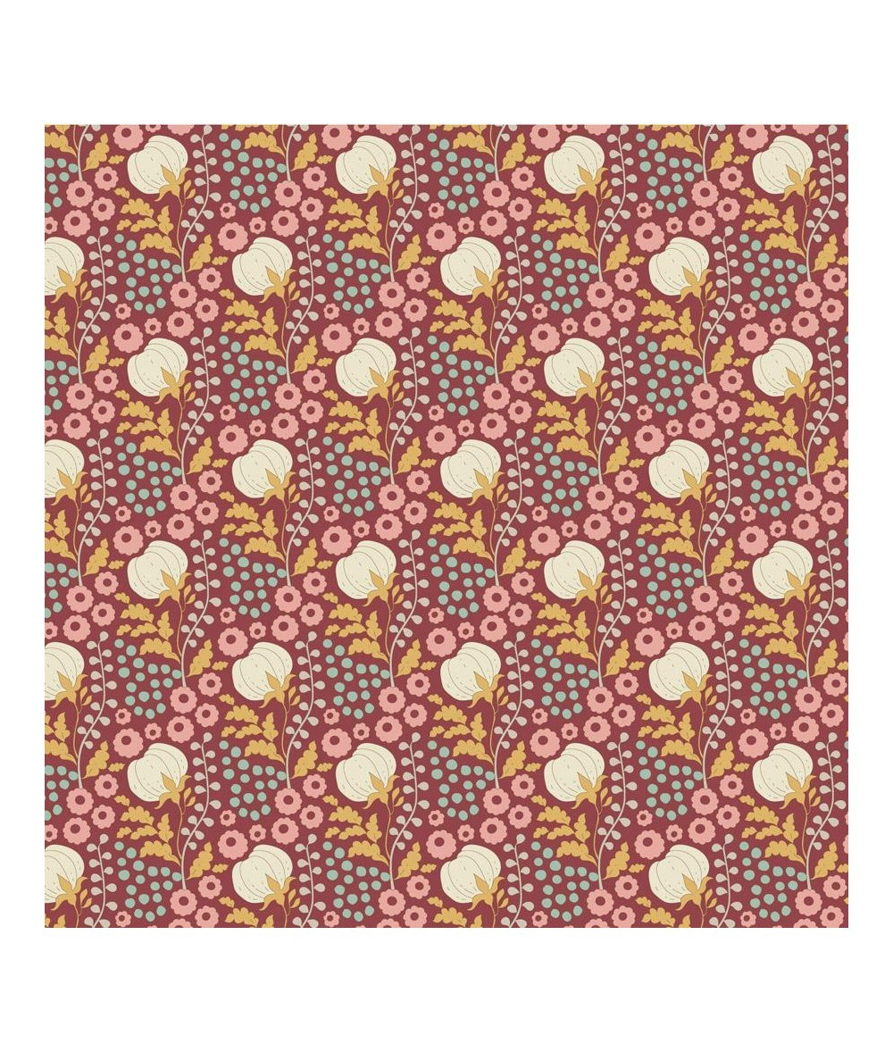 Tela tilda colección Sanctuary Cottonfield maroon