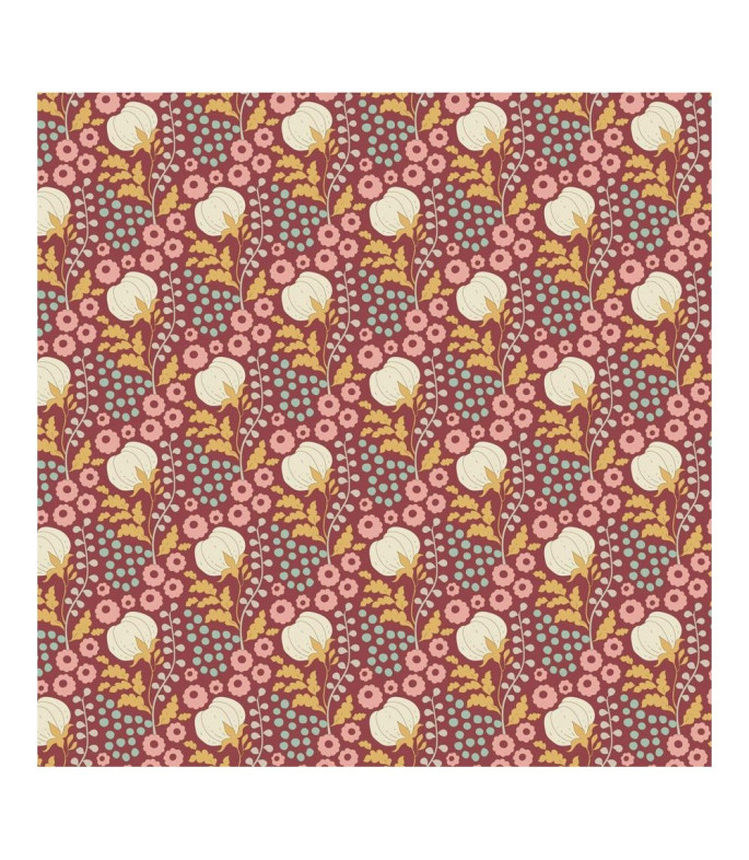 Tela tilda colección Sanctuary Cottonfield maroon