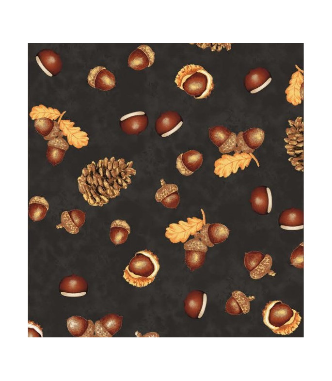 Tela Colección Foliage & Fur Coats Acorns and Cones