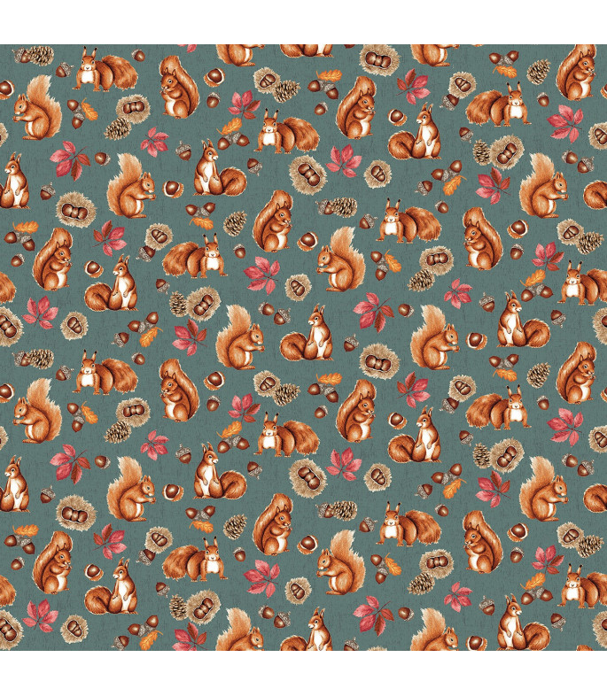 Tela Colección Foliage & Fur Coats Squirrels