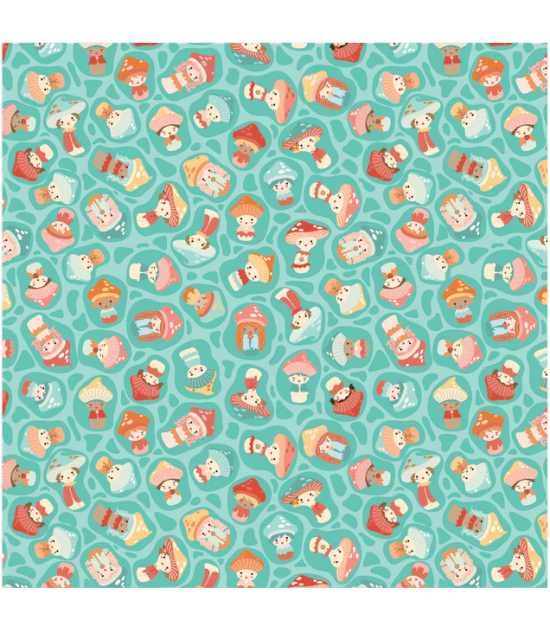 
                                                                                            Tela Colección Mushroom blooms Baby Bellas teal
                                                                                    