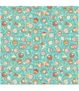 Tela Colección Mushroom blooms Baby Bellas teal
