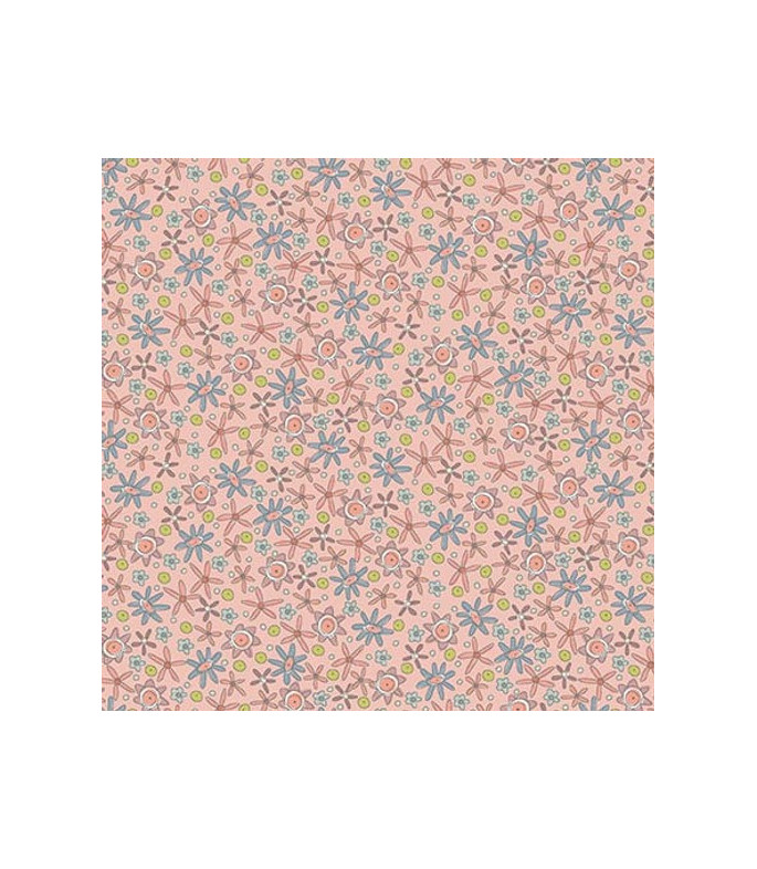 Tela Coleccion Simply Be Pink-Blue Flowers