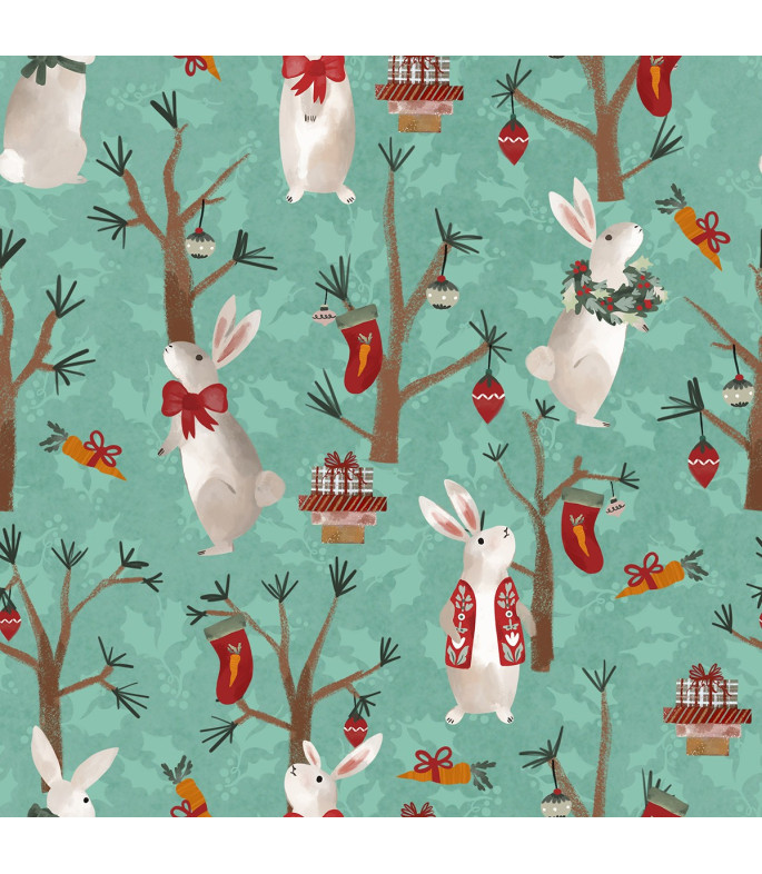 Tela Colección Glad Tidings Christmas Rabbit