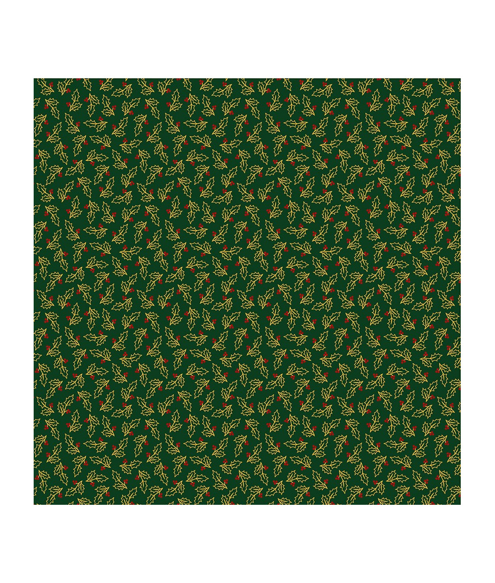 Tela Colección Holiday Twinkle Holly DarkGreen/Gold