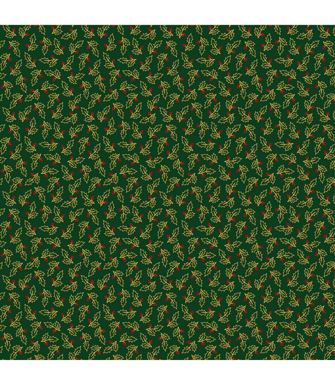 Tela Colección Holiday Twinkle Holly DarkGreen/Gold