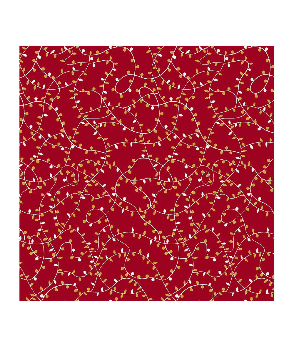Tela Colección Holiday Twinkle Twinkle Lights Dark Red/Gold