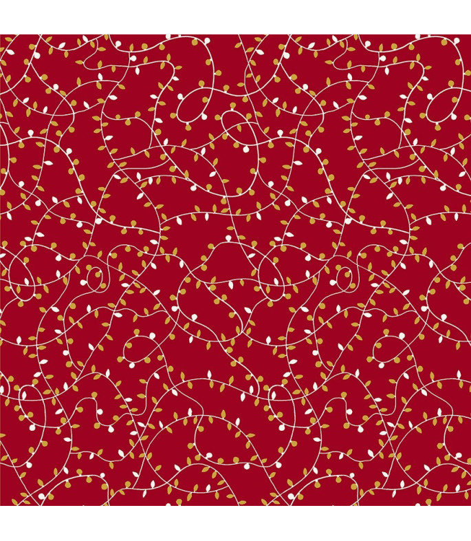 Tela Colección Holiday Twinkle Twinkle Lights Dark Red/Gold