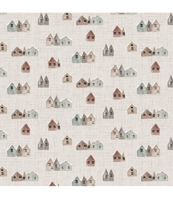 Tela colección Winter Dreams Houses Taupe