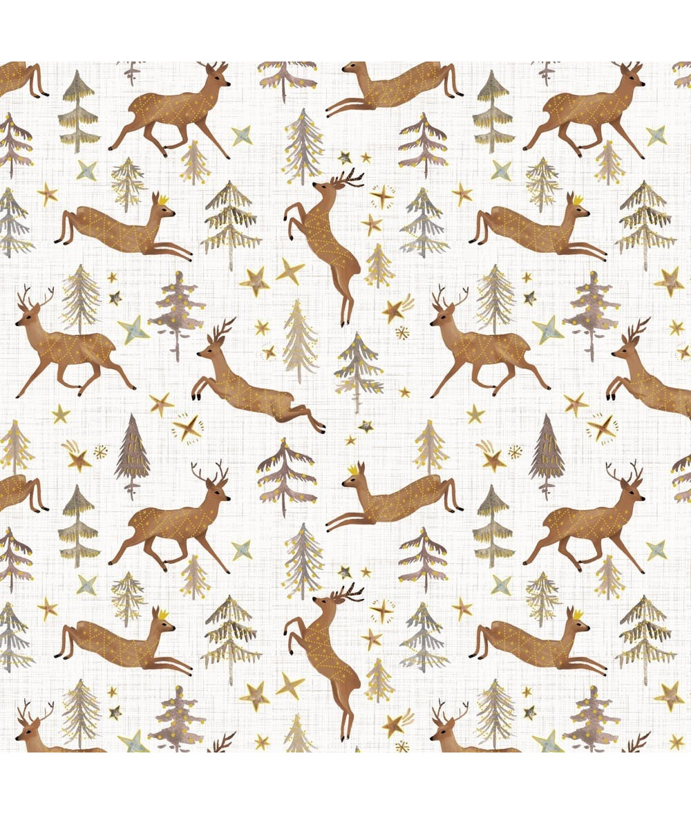 Tela colección Winter Dreams Stags White Metallics