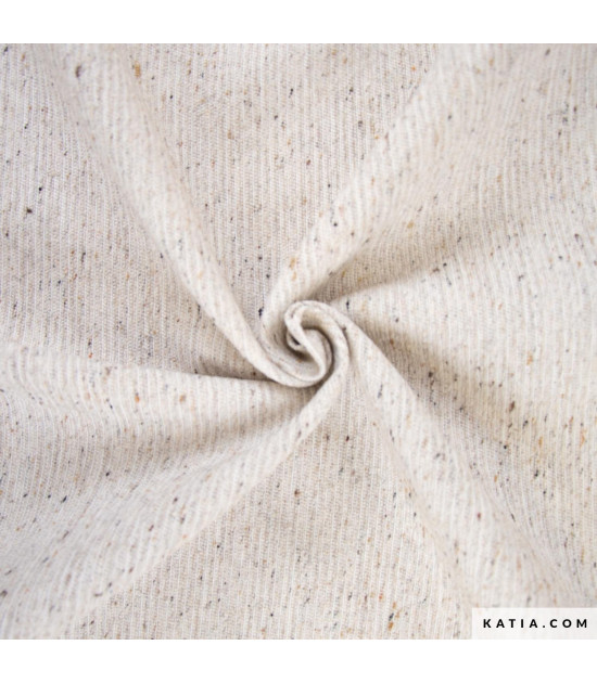Tela loneta reciclada efecto Tweed en color crudo