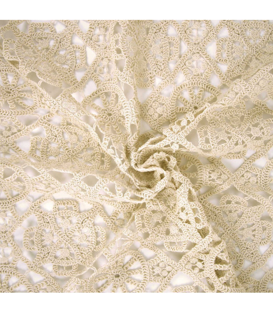 Tela de encaje Crochet con diseño circular