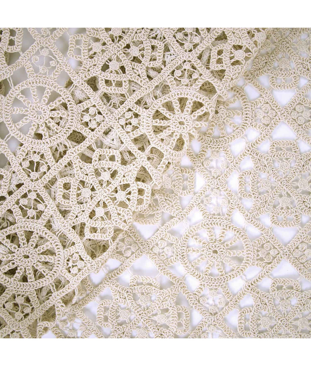 Tela de encaje Crochet con diseño circular