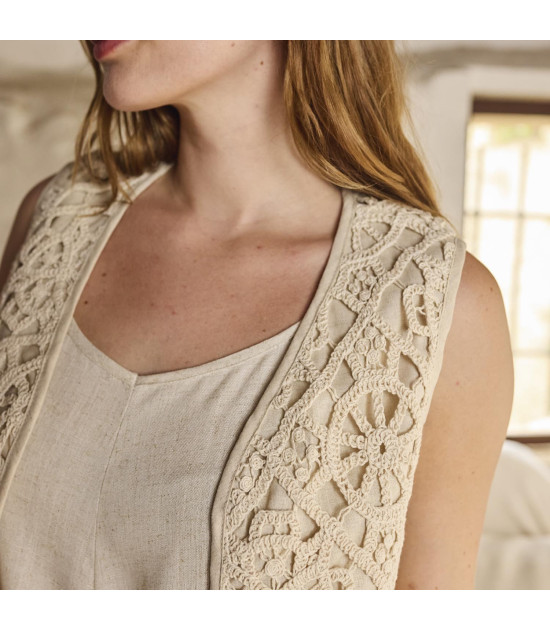 Tela de encaje Crochet con diseño circular