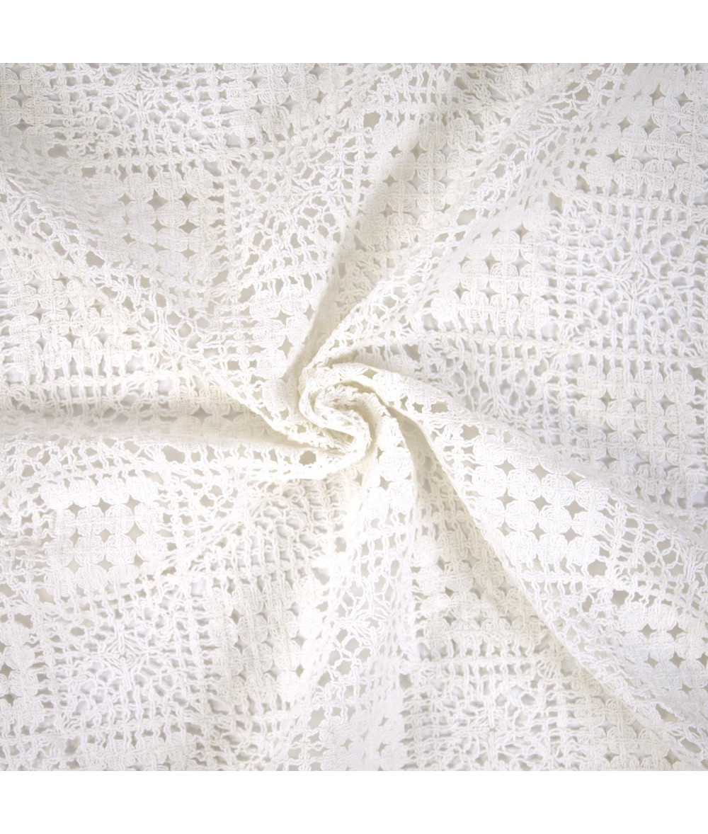 Tela de encaje Crochet con diseño cuadrado