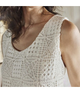 Tela de encaje Crochet con diseño cuadrado