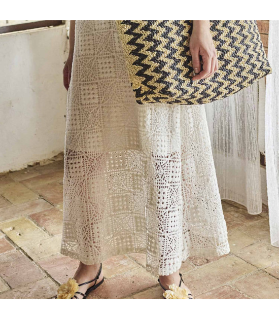 Tela de encaje Crochet con diseño cuadrado