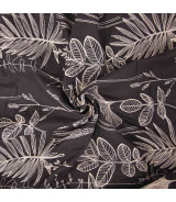 Tela Voile de algodón negro con bordado beige - Agotado