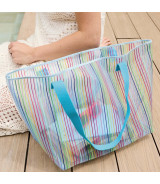 Tela Tejido de rejilla de rayas multicolor Transparente - Agotado